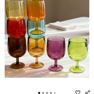 8.5 oz Plastic Wine Glasses Set of 8, Multicolor Stackable Acrylic Goblets